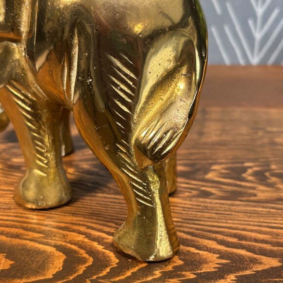 Vintage Brass Elephant Figurine Solid Heavy Sculpture - Picture 14 of 17